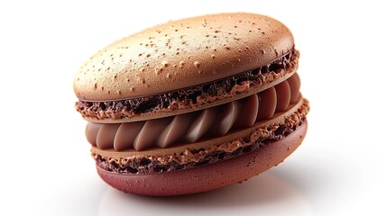 Chocolate Macaron on White Background