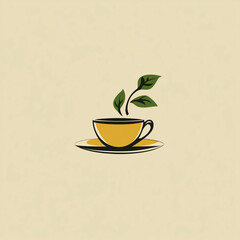 2D logo in simple style representing tea