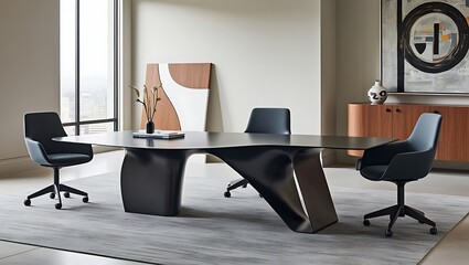 Modern Luxury Office: Stylish Empty Chair Design for a Sophisticated Vacancy Space