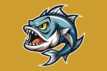 Angry fish  art   illustration   vector .eps