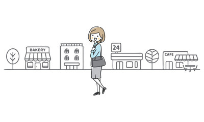 通勤する女性のイラスト