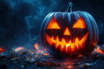 Glowing Jack-o'-Lantern on a Spooky Halloween Night