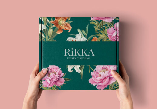 Flatlay Parcel Box Mockup