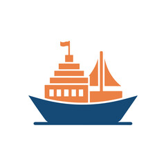 Cruise ship icon, Blue, Ship Clipart, Cruise ship logo design vector illustration.