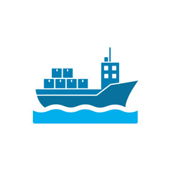 Cruise ship icon, Blue, Ship Clipart, Cruise ship logo design vector illustration.