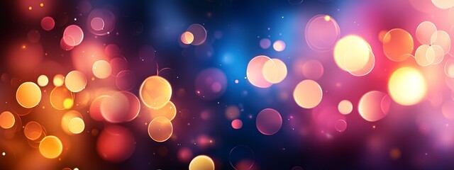  A clearly defined image featuring a dark blue and pink background with circular lights in various shades of red, yellow, orange, and blue