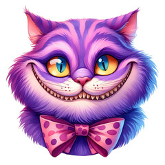 Cheshire Cat&rsquo;s Purple Grin, watercolor clipart illustration with isolated background