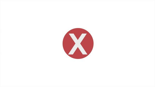 Cross Sign Animation in red circle Motion Graphics on white Background.sign symbol wrong or incorrect