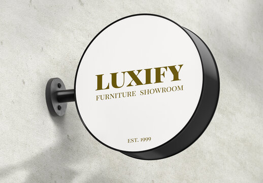 Wall Hanging Shop Round sign Mockup