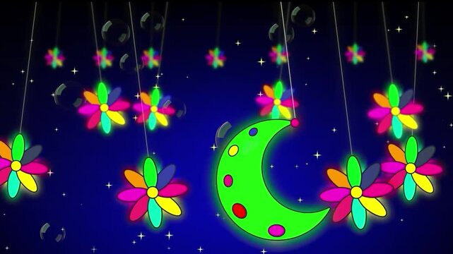 lullaby for babies to go to sleep, moon and flower rotation HD loping