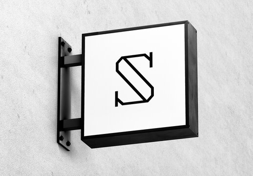 Wall Hanging Shop sign Mockup