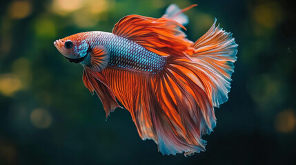 Vibrant Betta Fish with Flowing Fins - Underwater Beauty