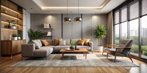 A contemporary setting with minimal ornamentation, gentle hues, and plenty of ambient light, yielding a tranquil and