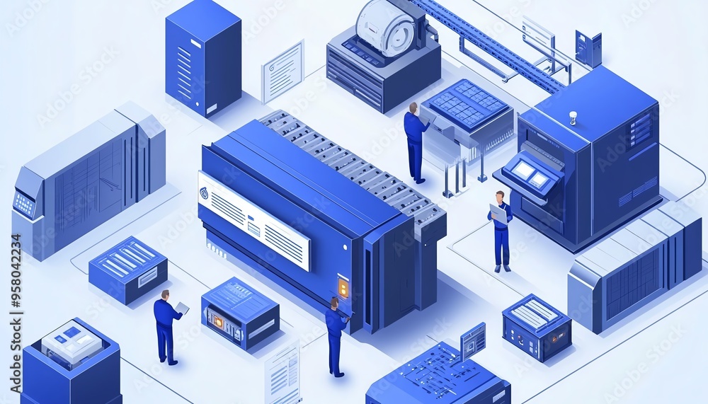 Aufkleber Concept of automation in industrial processes, showcasing workflow optimization with checkboxes and detailed visuals of streamlined business operations