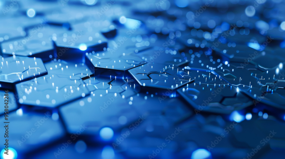 Aufkleber abstract background. blue technological hexagonal background. copy space.