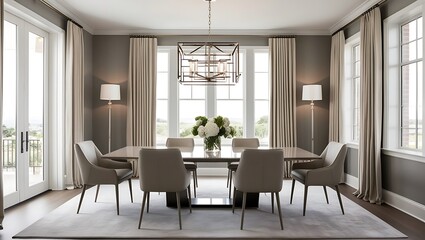 Elegant table settings or a centerpiece can enhance the dining experience.