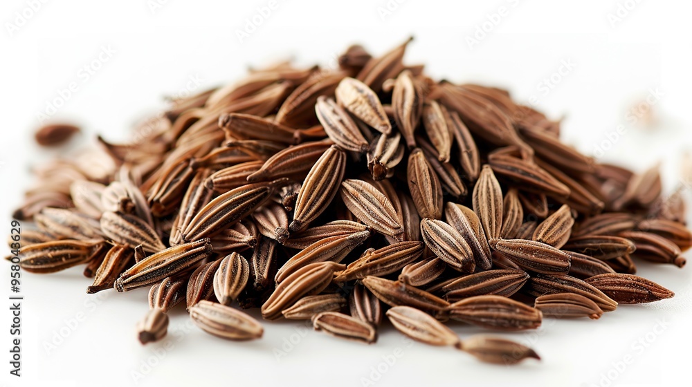 Wall mural Close-up of Fennel Seeds on White Background