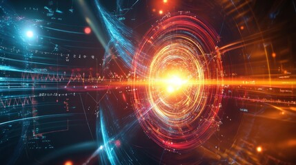 Obraz premium Abstract Digital Art with Bright Orange Center