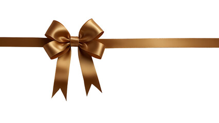 golden brown  ribbon with bow isolated on transparent background