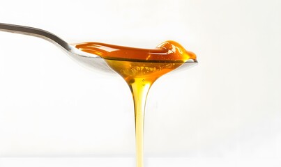 honey dripping isolated on white background. 