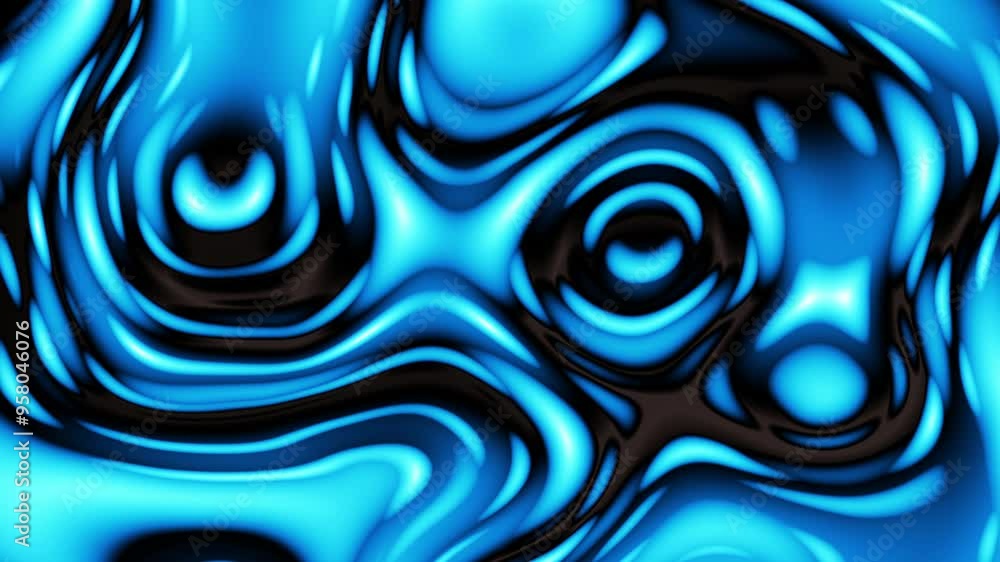 Aufkleber Floating abstract lava bubbles on a dark black background. Looping 4k