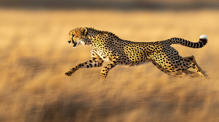 Cheetah Running Through Grassland - Wildlife Photography