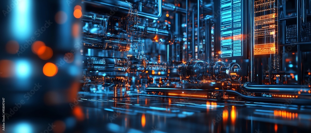 Aufkleber Detailed image of automation concept, featuring industrial business process workflow optimization with checkboxes and advanced operational visuals