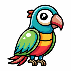 Cute baby parrot cartoon watercolour drawing