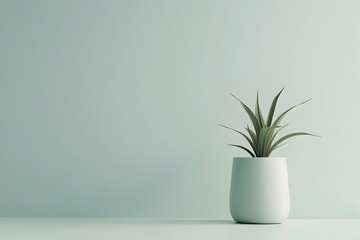Potted Houseplant on Minimalist Background