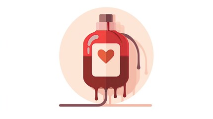 Obraz premium Creative illustration of a blood donation bag with heart motifs, symbolizing healthcare, compassion, and charity.