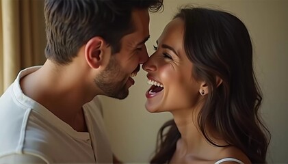 Naklejka premium Whispered Secret, one partner is leaning in to whisper something into the other’s ear