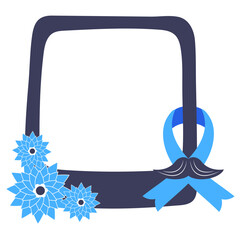 Movember vector frame with blue cancer ribbon