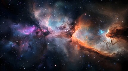 Fototapeta premium Breathtaking Cosmic Landscape Filled with Vibrant Nebulae and Glittering Stars in the Endless