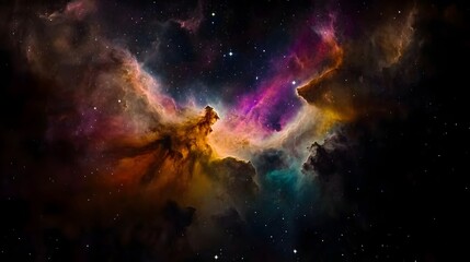 Obraz premium Mesmerizing Cosmic Tapestry:A Vibrant Celestial Landscape of Swirling Galaxies and Nebulae