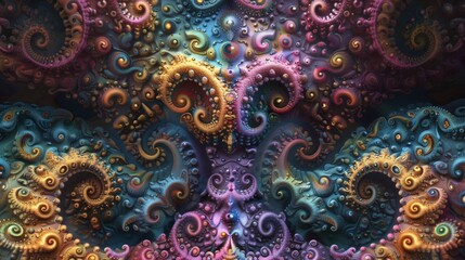 Explore the infinite depths of Fractal Patterns, where shapes and colors converge in a mesmerizing display of mathematical beauty.
