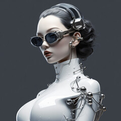 Science and technology AI robot portrait close-up