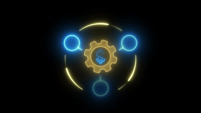 Business Model concept, a strategic plan of how business will generate revenue and reach profitability. Glowing neon line of Business Model icon isolated on transparent background.