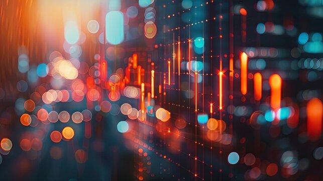 Abstract Cityscape with Bokeh and Grid Pattern