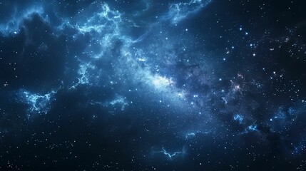 Fototapeta premium A Cosmic Nebula with Scattered Stars in a Deep Blue Sky