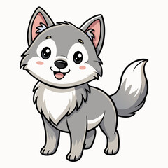 Obraz premium Cute Little wolf cartoon graphic design
