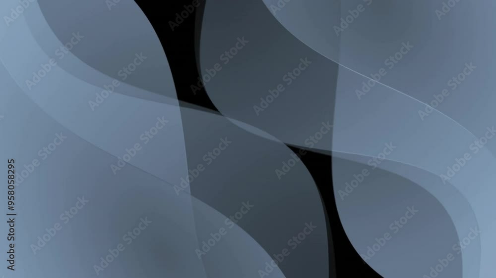 Aufkleber abstract flowing shapes animation with overlapping translucent curves in grayscale