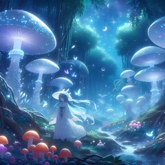 fantacy landscape of mushrooms