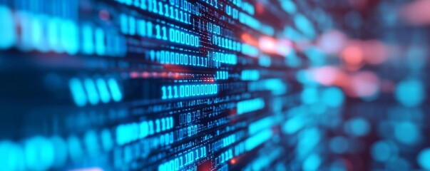 Futuristic coding optimization, digital projections, blue neon accents