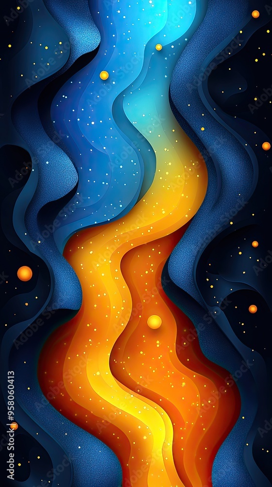 Poster abstract background with flowing lines and golden dots. perfect for adding a modern touch to your we