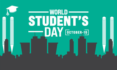 October is World students' day, . Holiday concept. Template for greeting card ,background, banner, card, poster with text inscription. colorful Vector illustration
