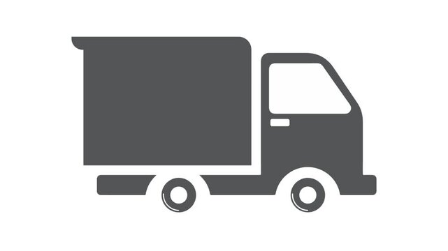 Animated icon of delivery truck. Black truck rides. Concept of delivery, moving, logistic, trucking, shipping. Looped video. Vector illustration isolated on white background