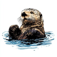 vector graphic of a cute sea otter