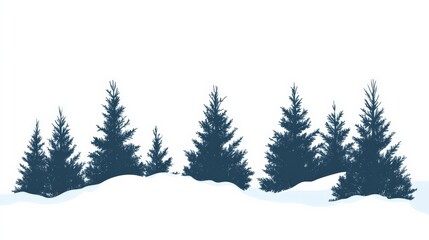 Naklejka premium Winter Forest Silhouette.