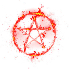 Red pentagram in a circle