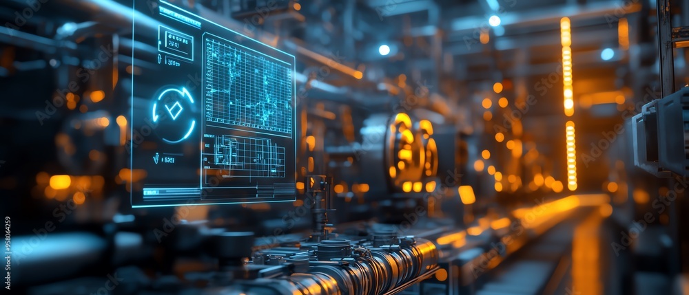 Aufkleber Visual of industrial automation and workflow optimization, with checkboxes representing streamlined business processes and operational improvements